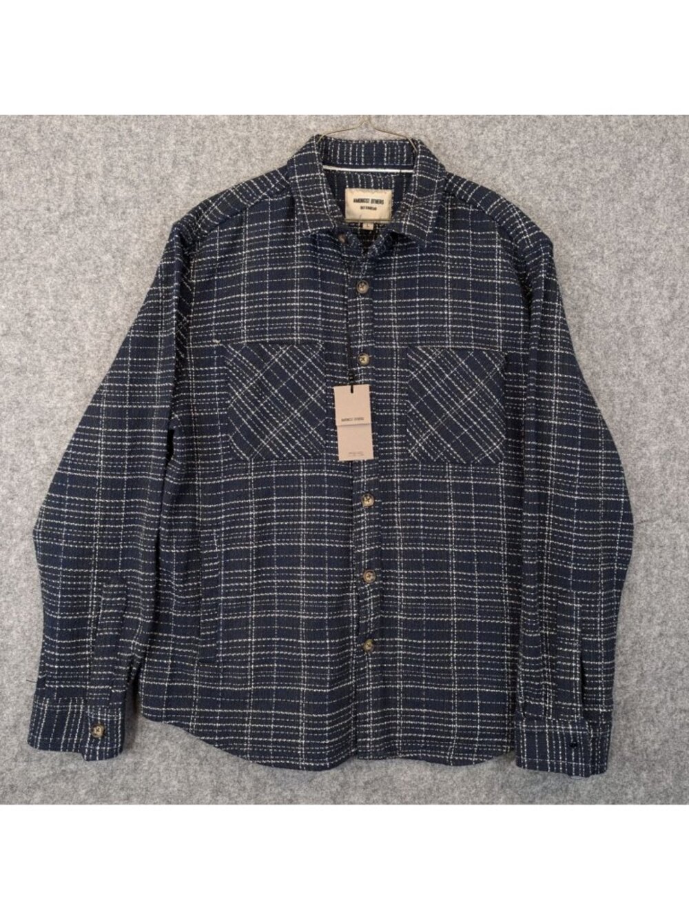 Amongst Others Navy Plaid Flannel Shirt Jacket Mens Large Workwear NWT
